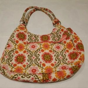 Vera Bradley Orange Mod Floral Frankie Folkloric Purse Handbag Hobo tote 13x11